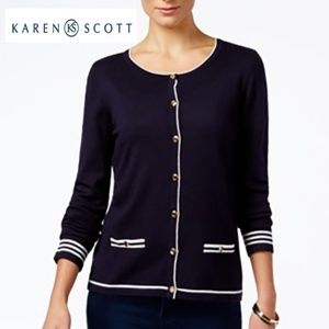 Karen Scott Petite Resort Striped Cardigan